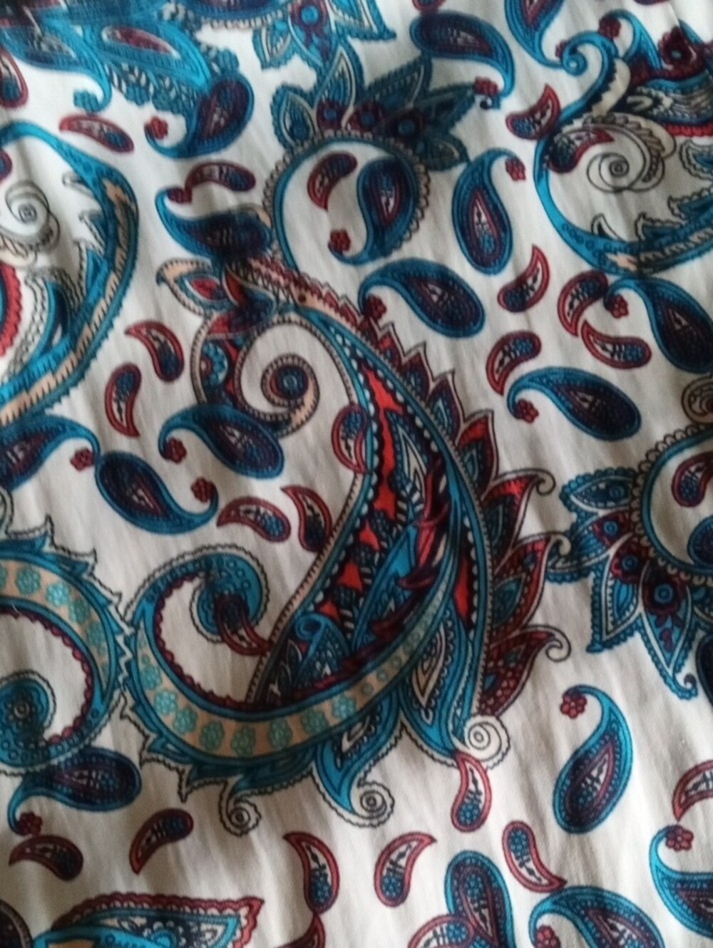 Terra & Sky Teal & White Paisley Smocked Maxi Dress with Scoop Neck 2X - 20W-22W